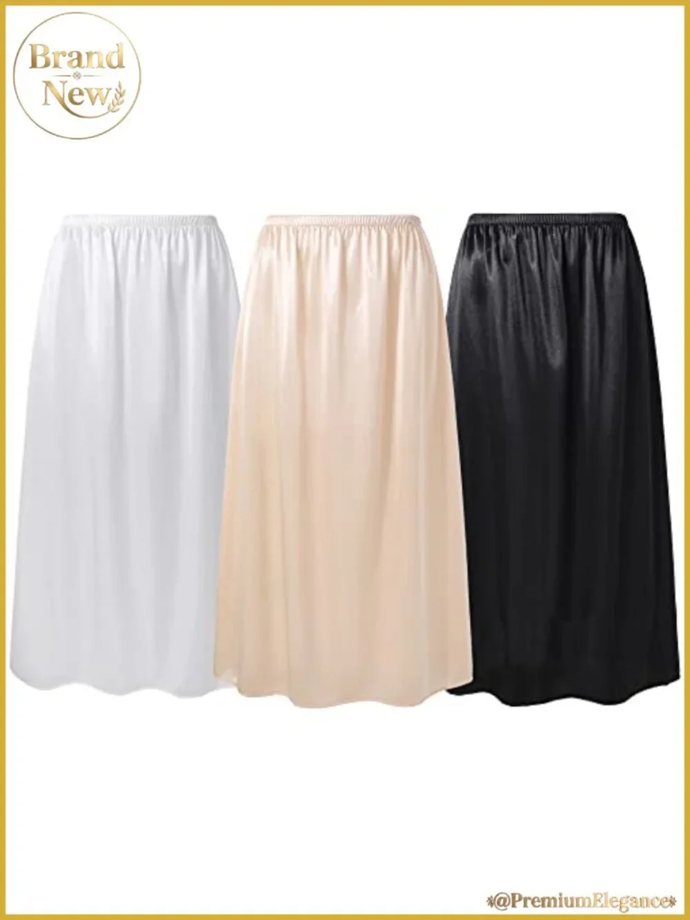 Women's Half Slip 3-Pack Silky A-Line Under Dress Skirt Extender